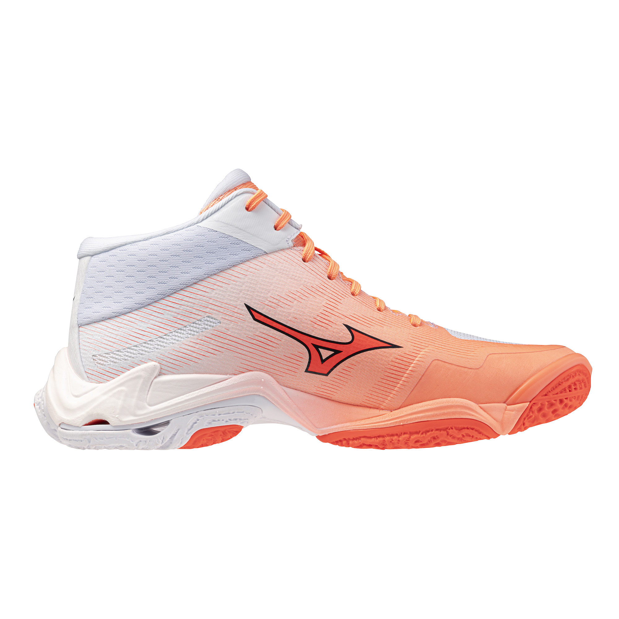 MIZUNO WAVE LIGHTNING ELITE MID FLAMINGO CORAL LAVA ORANGE WHI