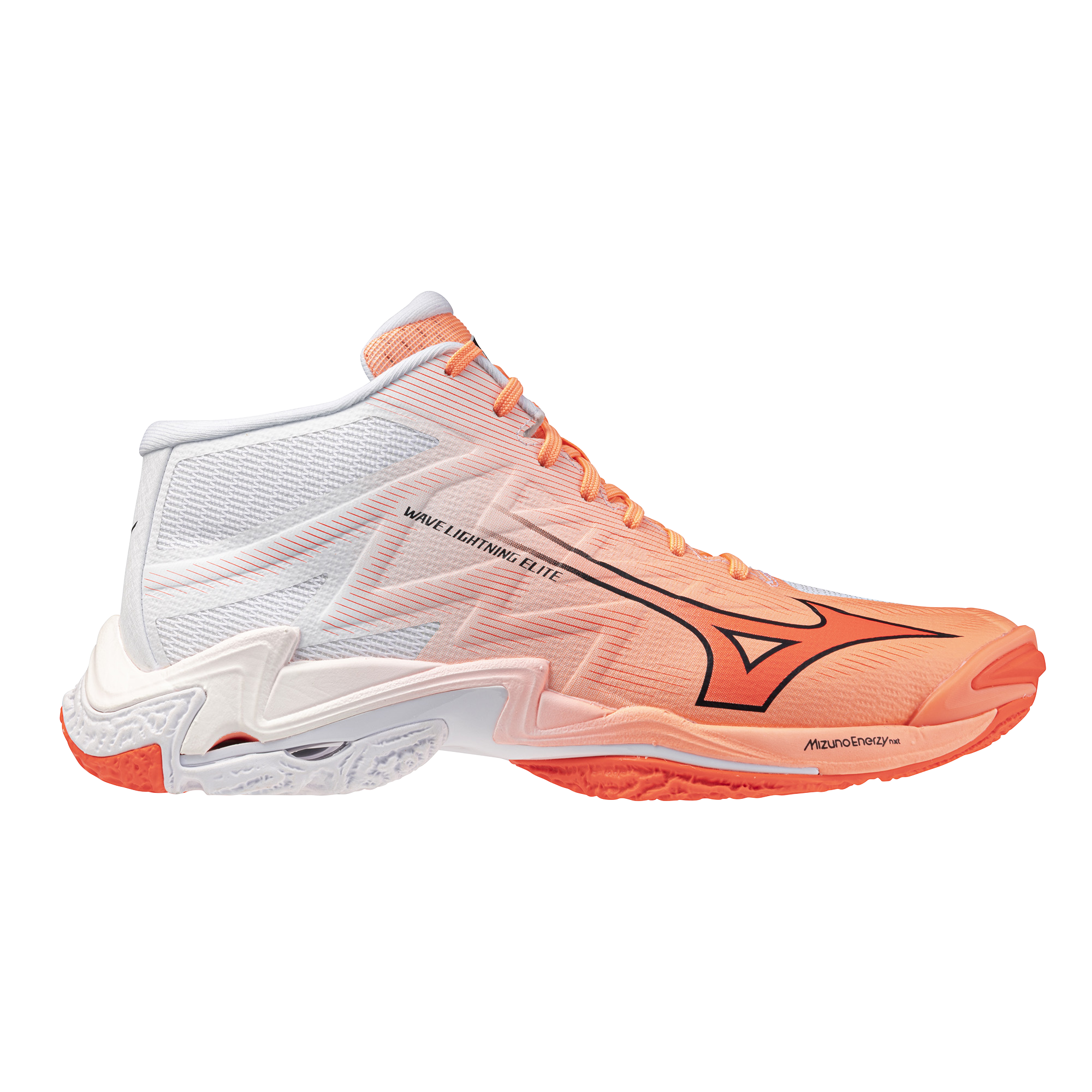 MIZUNO WAVE LIGHTNING ELITE MID FLAMINGO CORAL LAVA ORANGE WHI