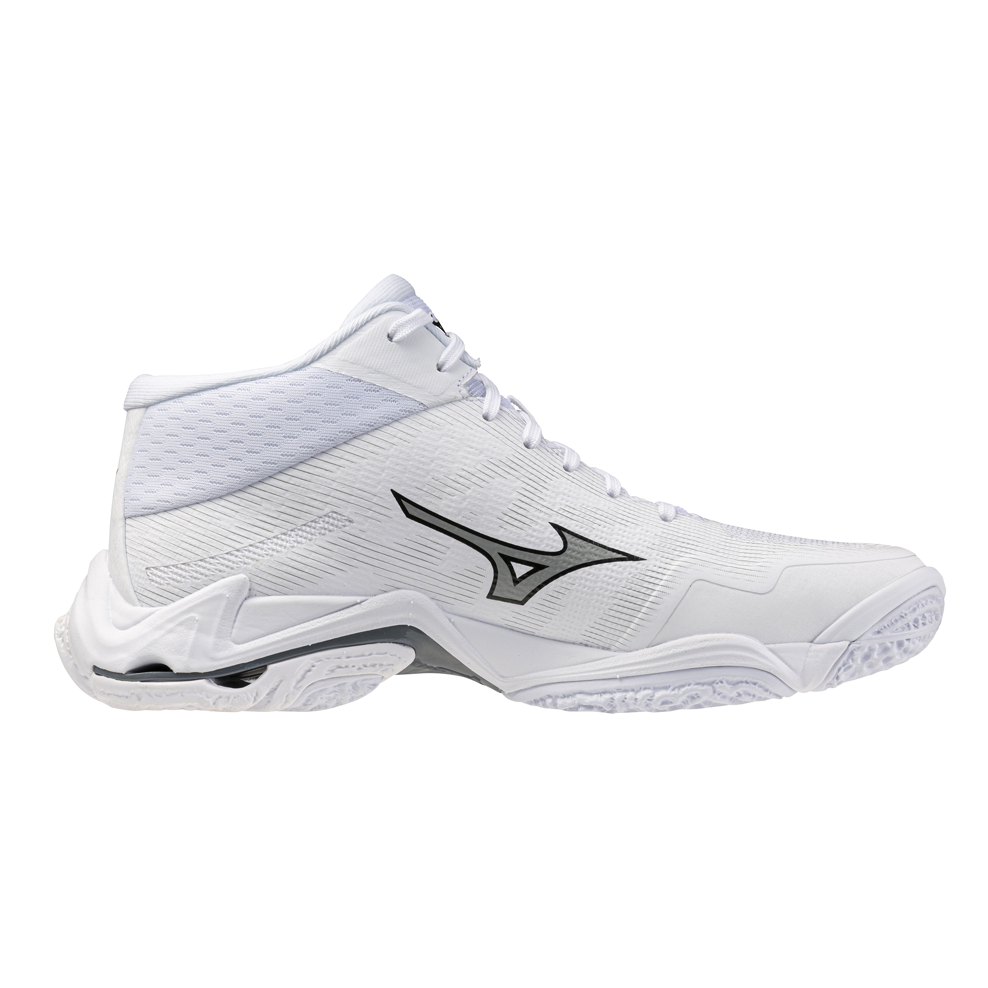 MIZUNO WAVE LIGHTNING ELITE MID WHITE ULTIMATE GRAY BLACK